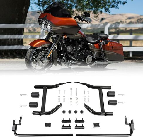 DREAMIZER Street Glide Road Glide Saddlebag Guard Crash Bar with Support Rails Compatible with Harley FLTRX FLHX FLHXU FLTRXSE FLHXSE FLTRXSTSE 2023-2025 in Kuwait
