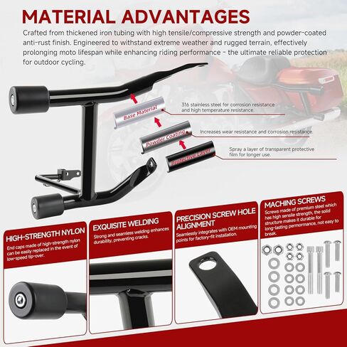 DREAMIZER Street Glide Road Glide Saddlebag Guard Crash Bar with Support Rails Compatible with Harley FLTRX FLHX FLHXU FLTRXSE FLHXSE FLTRXSTSE 2023-2025 in Kuwait