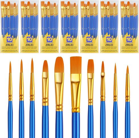 Paint Brushes Set, 70Pcs Round Pointed Tip Artist Paintbrushes for Acrylic Painting Oil Watercolor Canvas Boards Rock Body Face Nail Art, Halloween Pumpkin Ceramic Crafts Supplies，Blue in Saudi Arabia