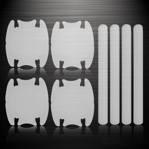 8Pcs Waterproof Car Door Handle and Rear View Mirror Scratch Protector Sticker, Transparent Bumper Trim Guard Sticker, Universal for Most Car in Kuwait