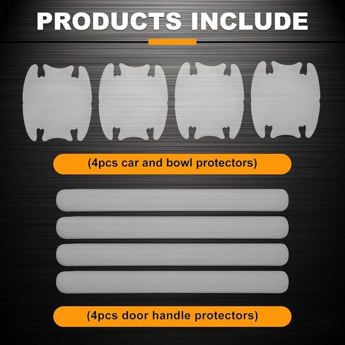 8Pcs Waterproof Car Door Handle and Rear View Mirror Scratch Protector Sticker, Transparent Bumper Trim Guard Sticker, Universal for Most Car in Kuwait