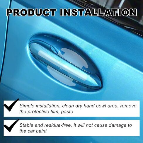 8Pcs Waterproof Car Door Handle and Rear View Mirror Scratch Protector Sticker, Transparent Bumper Trim Guard Sticker, Universal for Most Car in Kuwait