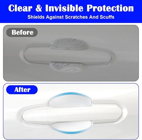 20Pcs Car Door Handle Potector, Clear Cars Door Handles Scratch Protector, TPU Protective Film Doors Sill Protectors for Vehicles, Cars Doors Edge Guards for Most Car Handle in Kuwait