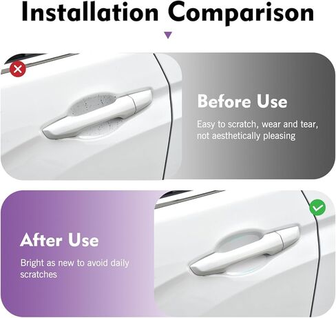 4PCS Car Door Handle Protector, Clear Car Door Handle Scratch Protector, Anti-Scratch Protection Film, Door Handle Cup Protector Sticker, Universal Paint Guard Stickers in Kuwait