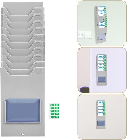GALPADA Wall Mounted Plastic Card Rack Holder Multi Pockets for Collecting and Storing Tags and Cards, for Warehouses and Factories, Provides Additional Storage Space and Organized Garage in Kuwait