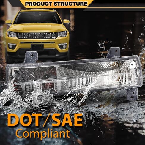 CNNELL Parking Signal Light Compatible with Jeep Compass 2017-2021 Daytime Running Lights Parking Lamps Assembly Driver Side 55112721AB, CH2520147 in Kuwait