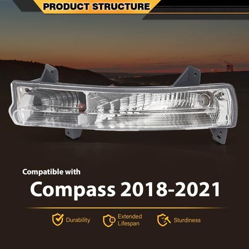 CNNELL Parking Signal Light Compatible with Jeep Compass 2017-2021 Daytime Running Lights Parking Lamps Assembly Driver Side 55112721AB, CH2520147 in Kuwait