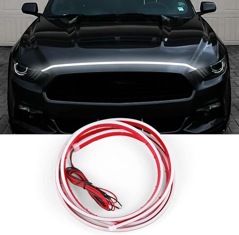 شريط إضاءة غطاء السيارة LED لـ 2015-2022 Ford Mustang Engine Underhood LED شرائط دليل ديكور مقاوم للماء أثناء النهار الجري أضواء الديكور الخارجي الملحقات DC 12V (الضوء الأبيض) in Kuwait