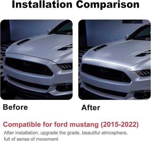 شريط إضاءة غطاء السيارة LED لـ 2015-2022 Ford Mustang Engine Underhood LED شرائط دليل ديكور مقاوم للماء أثناء النهار الجري أضواء الديكور الخارجي الملحقات DC 12V (الضوء الأبيض) in Kuwait