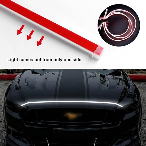 شريط إضاءة غطاء السيارة LED لـ 2015-2022 Ford Mustang Engine Underhood LED شرائط دليل ديكور مقاوم للماء أثناء النهار الجري أضواء الديكور الخارجي الملحقات DC 12V (الضوء الأبيض) in Kuwait