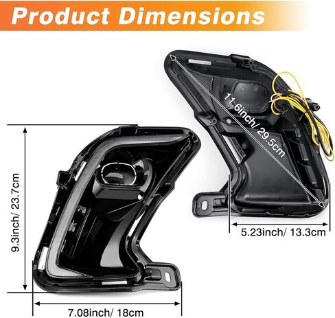Riloer LED Daytime Running Light with Dynamic Turn Signal Lamps, 52127-0E240, 52128-0E240, 52127-0E250, 1 Set, White (for Daytime Running Light) and Amber (for Turning Signal Light) in Kuwait