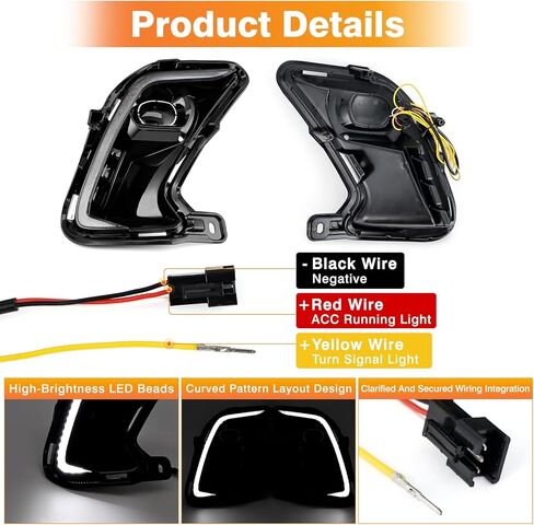 Riloer LED Daytime Running Light with Dynamic Turn Signal Lamps, 52127-0E240, 52128-0E240, 52127-0E250, 1 Set, White (for Daytime Running Light) and Amber (for Turning Signal Light) in Kuwait