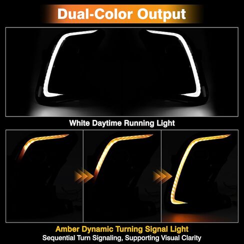 Riloer LED Daytime Running Light with Dynamic Turn Signal Lamps, 52127-0E240, 52128-0E240, 52127-0E250, 1 Set, White (for Daytime Running Light) and Amber (for Turning Signal Light) in Kuwait