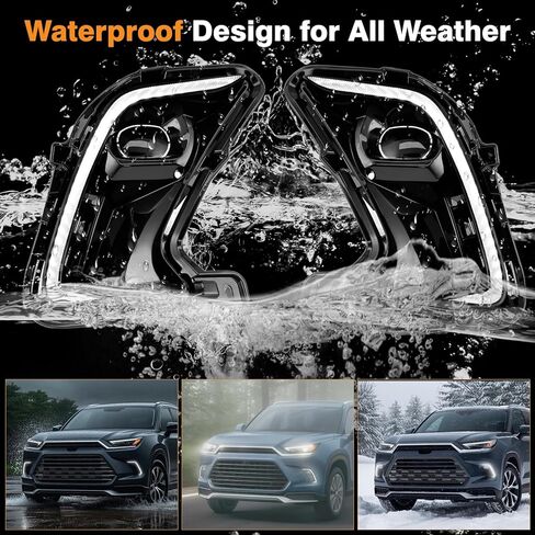 Riloer LED Daytime Running Light with Dynamic Turn Signal Lamps, 52127-0E240, 52128-0E240, 52127-0E250, 1 Set, White (for Daytime Running Light) and Amber (for Turning Signal Light) in Kuwait