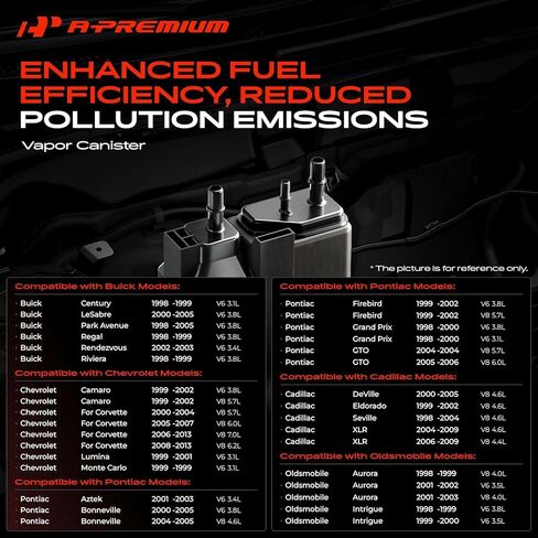 A-Premium Vapor Canister Compatible with Chevrolet Camaro, Corvette, Lumina, Monte Carlo & Buick Regal, Century, LeSabre, Park Avenue, Rendezvous, Riviera & Cadillac XLR, DeVille, Eldorado, Seville in Kuwait