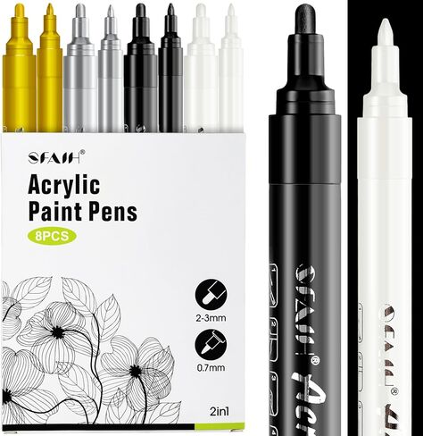 SFAIH Acrylic Paint Markers Pens - 4 Colors 8 Pack (Fine & Medium) for DIY Home Decor, Rock Painting, Ceramic & Custom Crafts, Easy Crafts for Adults | Ultra-High Coverage| Quick-Dry, Water-Resistant in Kuwait