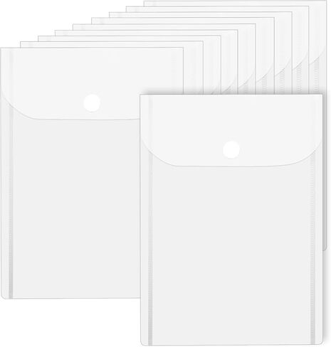 10 PCS Plastic Envelopes 4 X 6 Inch Clear Plastic Envelopes with Snap Closure Document Holder Pouch Waterproof Document Holder for Photo Storage Folder Receipt-Holder Office Documents Sticker in Kuwait