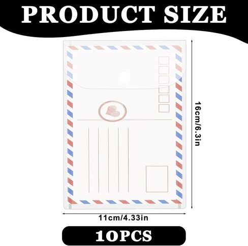 10 PCS Plastic Envelopes 4 X 6 Inch Clear Plastic Envelopes with Snap Closure Document Holder Pouch Waterproof Document Holder for Photo Storage Folder Receipt-Holder Office Documents Sticker in Kuwait