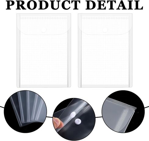 10 PCS Plastic Envelopes 4 X 6 Inch Clear Plastic Envelopes with Snap Closure Document Holder Pouch Waterproof Document Holder for Photo Storage Folder Receipt-Holder Office Documents Sticker in Kuwait
