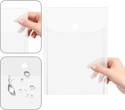 10 PCS Plastic Envelopes 4 X 6 Inch Clear Plastic Envelopes with Snap Closure Document Holder Pouch Waterproof Document Holder for Photo Storage Folder Receipt-Holder Office Documents Sticker in Kuwait