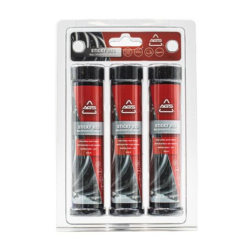AGS Sticky Red Multipurpose Grease, Lithium Complex, 3 oz Tubes, Water Resistant, Extreme Pressure, 3 Pack in Kuwait
