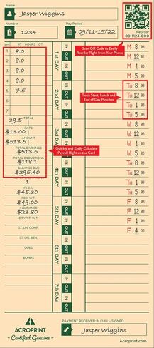 Acroprint TimeCard M-175 - أسبوعيًا - 1000 بطاقة زمنية in Kuwait