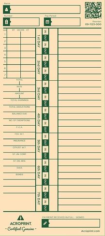 Acroprint TimeCard M-175 - أسبوعيًا - 1000 بطاقة زمنية in Kuwait