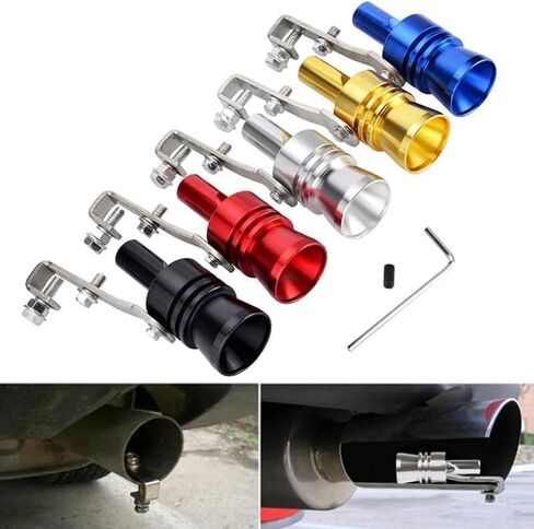 Car Turbo Whistle,Universal Aluminum Car Turbo Sound Exhaust Muffler Pipe Whistle Muffler Sounder Simulator for Car Modifieding (Gold) in Kuwait