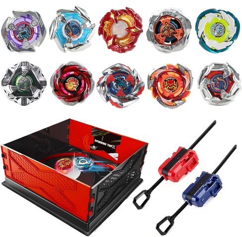 قمم الدوران القتالية الجيروسكوبية، مجموعة Battle Gyro Top Set، استاد القتال المتفجر، قاذفات اتجاهين، هدايا رائعة للأطفال بعمر 6 سنوات فما فوق (10 مجموعات X استاد) in Kuwait