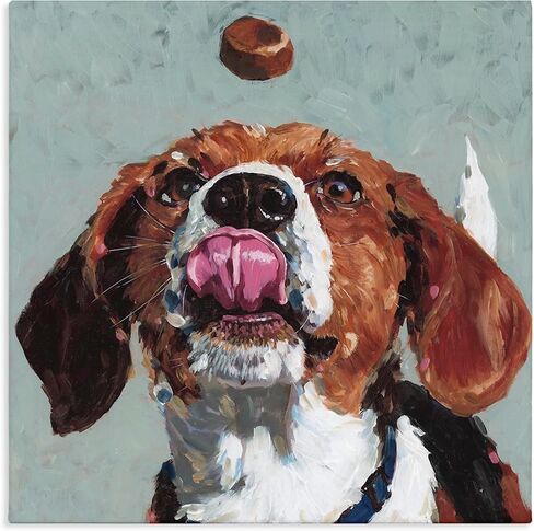 Stupell Industries 'Beagle Treat Excitement', Canvas Art, 30 x 30 Inches, Easy to Hang and Sturdy, Made in USA, by Studio Bautista in Kuwait