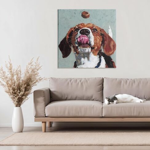 Stupell Industries 'Beagle Treat Excitement', Canvas Art, 30 x 30 Inches, Easy to Hang and Sturdy, Made in USA, by Studio Bautista in Kuwait