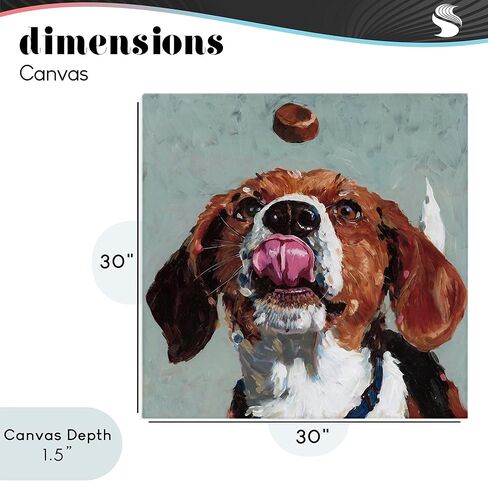 Stupell Industries 'Beagle Treat Excitement', Canvas Art, 30 x 30 Inches, Easy to Hang and Sturdy, Made in USA, by Studio Bautista in Kuwait
