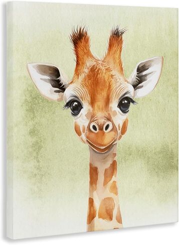 Stupell Industries 'Jungle Friends Baby Giraffe'، لوحة فنية قماشية، مقاس 24 × 30 بوصة، سهلة التعليق ومتينة، صُنعت في الولايات المتحدة الأمريكية، بواسطة كريستين سيمبسون آرت in Kuwait
