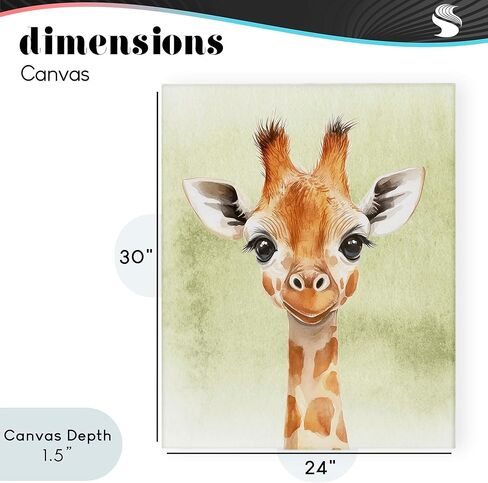 Stupell Industries 'Jungle Friends Baby Giraffe'، لوحة فنية قماشية، مقاس 24 × 30 بوصة، سهلة التعليق ومتينة، صُنعت في الولايات المتحدة الأمريكية، بواسطة كريستين سيمبسون آرت in Kuwait