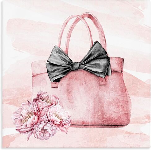 Stupell Industries 'Glam Time Handbag'، لوحة فنية قماشية، 30 × 30 بوصة، سهلة التعليق وقوية، صنعت في الولايات المتحدة الأمريكية، بواسطة Kim Allen in Kuwait