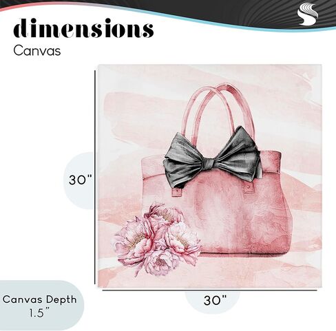 Stupell Industries 'Glam Time Handbag'، لوحة فنية قماشية، 30 × 30 بوصة، سهلة التعليق وقوية، صنعت في الولايات المتحدة الأمريكية، بواسطة Kim Allen in Kuwait