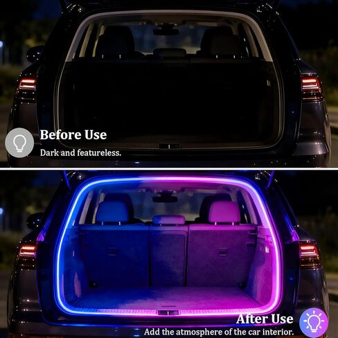 Trunk Led Light Strip for Car,157.48" RGB Dynamic Flowing Trunk Light Strip,Flexible Silicone Car Trunk Light Strip with Music Mode,Auto On/Off Trunk LED Light Strip in Kuwait