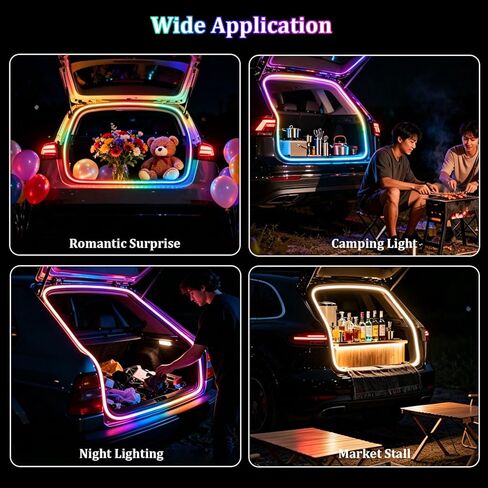 Trunk Led Light Strip for Car,157.48" RGB Dynamic Flowing Trunk Light Strip,Flexible Silicone Car Trunk Light Strip with Music Mode,Auto On/Off Trunk LED Light Strip in Kuwait