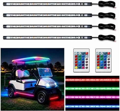 شريط إضاءة LED 12 فولت RGB مع جهاز تحكم عن بعد، 4 قطع 12 بوصة شريط أضواء سيارة فائق السطوع IP67 مقاوم للماء لعربة الجولف للدراجات النارية والقوارب الخارجية الداخلية، وحدة تحكم مدمجة، متعدد الألوان in Kuwait