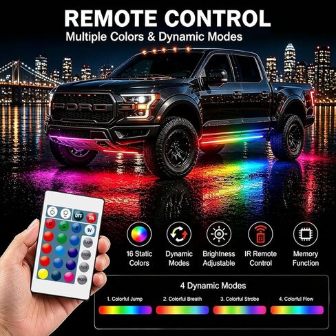 شريط إضاءة LED 12 فولت RGB مع جهاز تحكم عن بعد، 4 قطع 12 بوصة شريط أضواء سيارة فائق السطوع IP67 مقاوم للماء لعربة الجولف للدراجات النارية والقوارب الخارجية الداخلية، وحدة تحكم مدمجة، متعدد الألوان in Kuwait