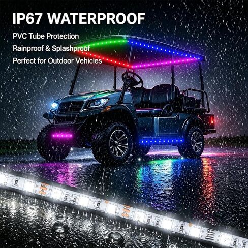 شريط إضاءة LED 12 فولت RGB مع جهاز تحكم عن بعد، 4 قطع 12 بوصة شريط أضواء سيارة فائق السطوع IP67 مقاوم للماء لعربة الجولف للدراجات النارية والقوارب الخارجية الداخلية، وحدة تحكم مدمجة، متعدد الألوان in Kuwait