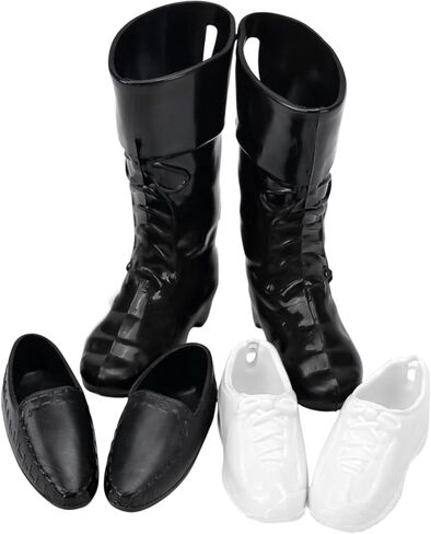 3 Pairs Fashion Doll Boots Fashion Accessories, Casual Shoes Miniature Wear Fashionable Clothes Outfit, Handmade Costumes Clothing Craftsmanship Black Mini Dollhouse Scene, Micro Landscape Decoration in Kuwait