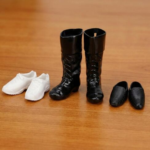 3 Pairs Fashion Doll Boots Fashion Accessories, Casual Shoes Miniature Wear Fashionable Clothes Outfit, Handmade Costumes Clothing Craftsmanship Black Mini Dollhouse Scene, Micro Landscape Decoration in Kuwait