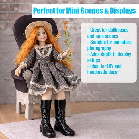 3 Pairs Fashion Doll Boots Fashion Accessories, Casual Shoes Miniature Wear Fashionable Clothes Outfit, Handmade Costumes Clothing Craftsmanship Black Mini Dollhouse Scene, Micro Landscape Decoration in Kuwait