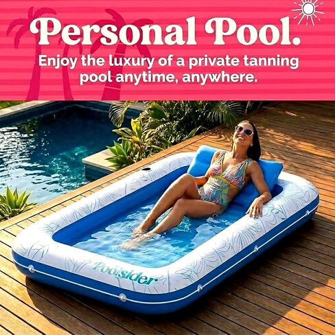 Poolsider Inflatable Tanning Pool Lounger |Large Inflatable Tanning Bed for Adults -4 in 1 Multipurpose Sunbed Tub | Pool Floats Adults in Kuwait