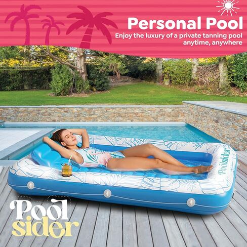 Poolsider Inflatable Tanning Pool Lounger |Large Inflatable Tanning Bed for Adults -4 in 1 Multipurpose Sunbed Tub | Pool Floats Adults in Kuwait