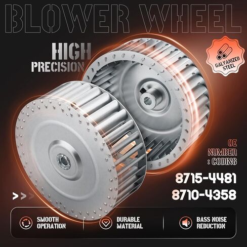 استبدال عجلة المنفاخ 8710-4358 متوافق مع محرضات فاسكو A137 A136 A142 A165 A168 A224 A227 A307 A225 A158 A280، قطر 4-3/4 بوصة × عرض 1-3/4 بوصة، متوازن بدقة التجويف 5/16 بوصة in Kuwait