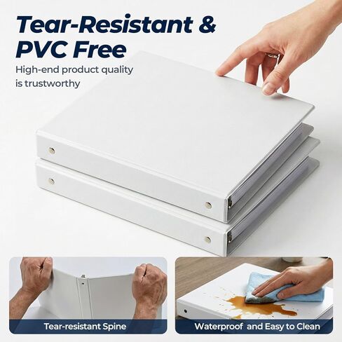 SUQJOY 1 Inch 3 Ring Binders 12 Pack, Clear View Binder Bulk, White PVC-Free 3-Ring Binders for School, Office or Home, Fits 8.5 x 11 Inches Paper in Saudi Arabia