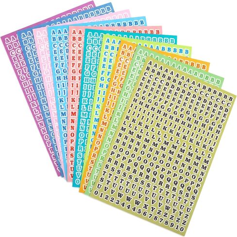 PAGOW 3660 pcs Letter Stickers Small A-Z, 10 Sheets 0.2 Inch Waterproof Mini Alphabet Stickers, PET Self Adhesive Stick on Letters for Scrapbooking, Water Bottles, Art Crafts, Planner - 10 Colors in Kuwait