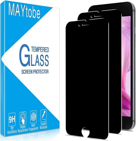 MAYtobe [عبوة من قطعتين] مصممة للخصوصية لهاتف iPhone SE 2020، iPhone 8، 7، 6s، 6 واقي شاشة زجاجي مقوى، صديق للحافظة، خالٍ من الفقاعات، سهل التركيب in Saudi Arabia